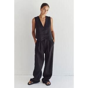 DISSH Banks Black 100% Linen Vest Women's Size US 6